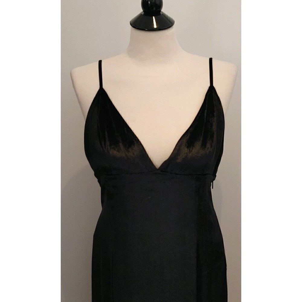 NWT Haute Hippie Black Velvet Maxi Evening Dress Spaghetti Straps Size 8 - Picture 7 of 13